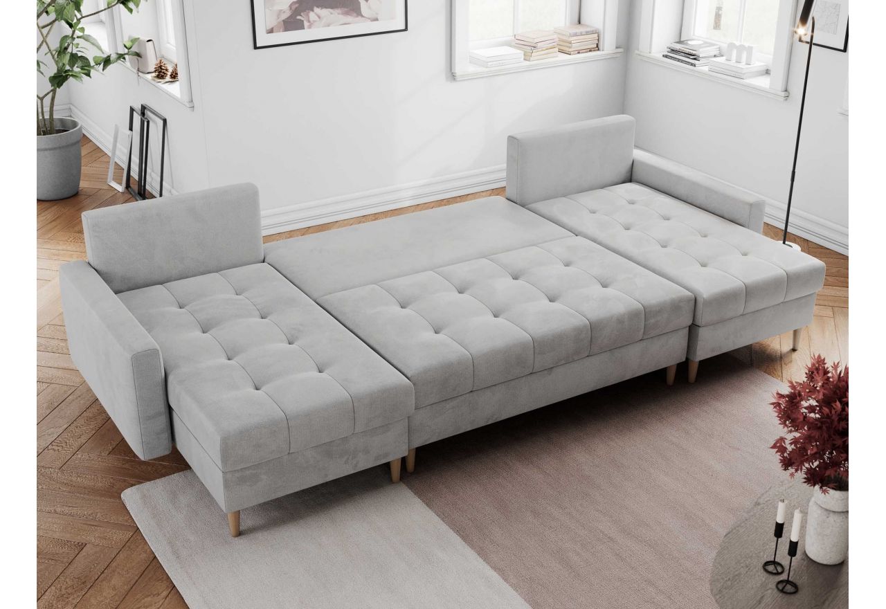 Narożnik ASTRA U - uniwersalny - jasnoszary, welwet