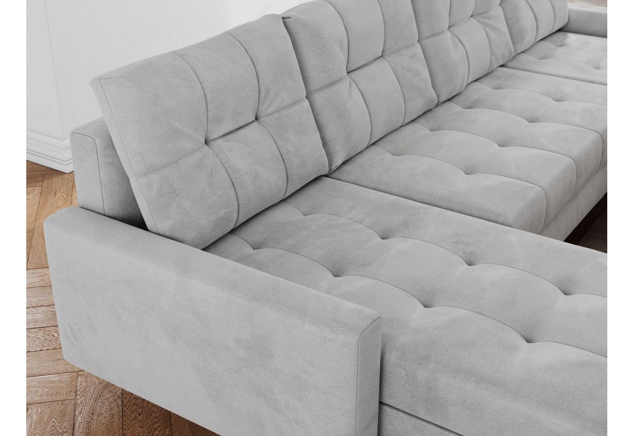 Narożnik ASTRA U - uniwersalny - jasnoszary, welwet