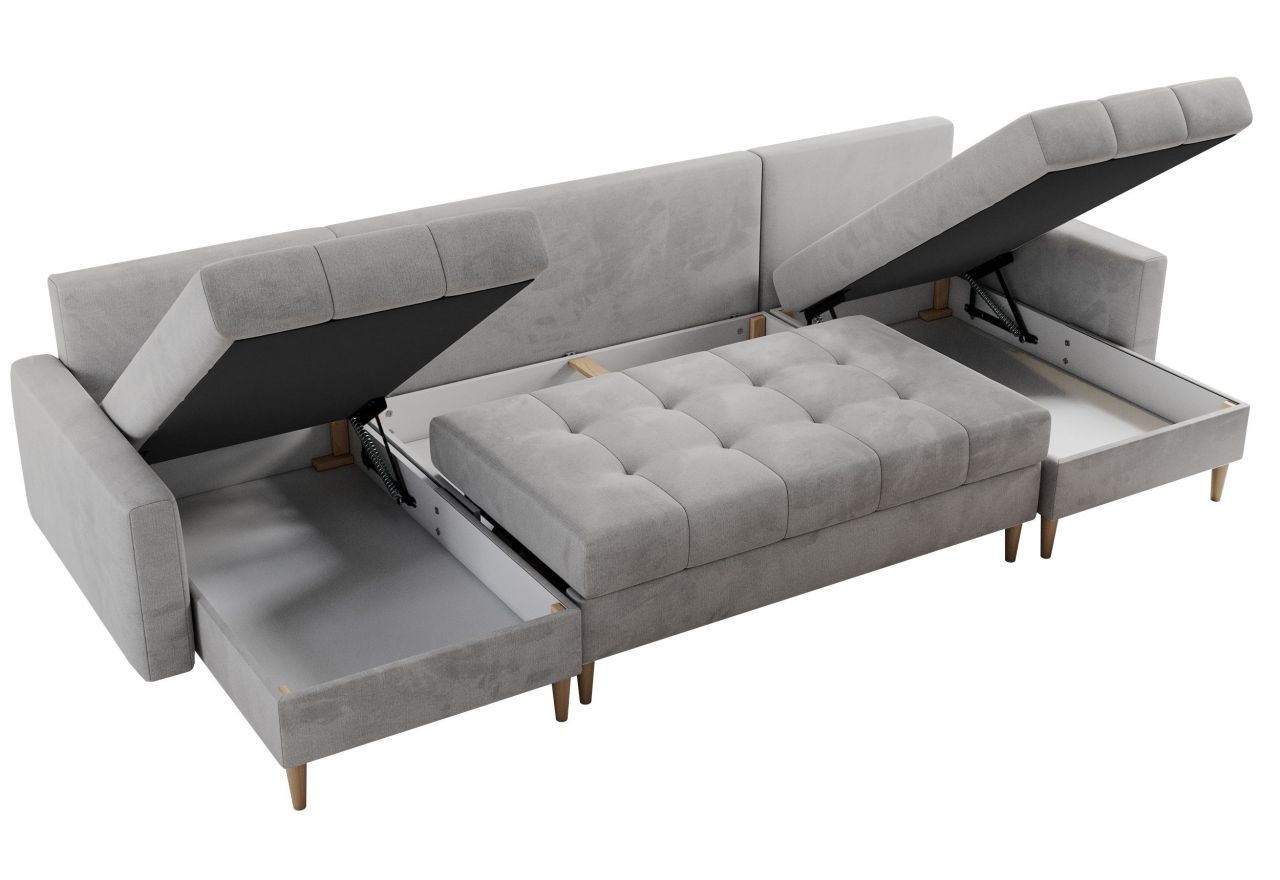 Narożnik ASTRA U - uniwersalny - jasnoszary, welwet