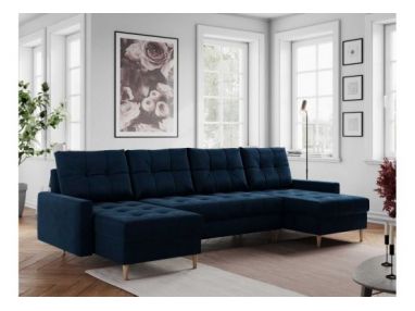 Narożnik ASTRA U - uniwersalny - ciemnoniebieski, welwet