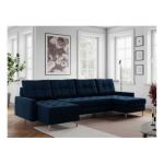 Narożnik ASTRA U - uniwersalny - ciemnoniebieski, welwet