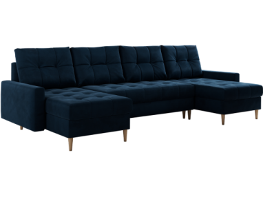 Narożnik ASTRA U - uniwersalny - ciemnoniebieski, welwet