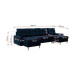 Narożnik ASTRA U - uniwersalny - ciemnoniebieski, welwet