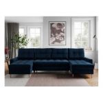 Narożnik ASTRA U - uniwersalny - ciemnoniebieski, welwet