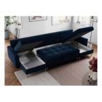 Narożnik ASTRA U - uniwersalny - ciemnoniebieski, welwet