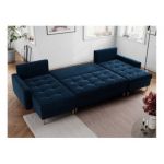 Narożnik ASTRA U - uniwersalny - ciemnoniebieski, welwet