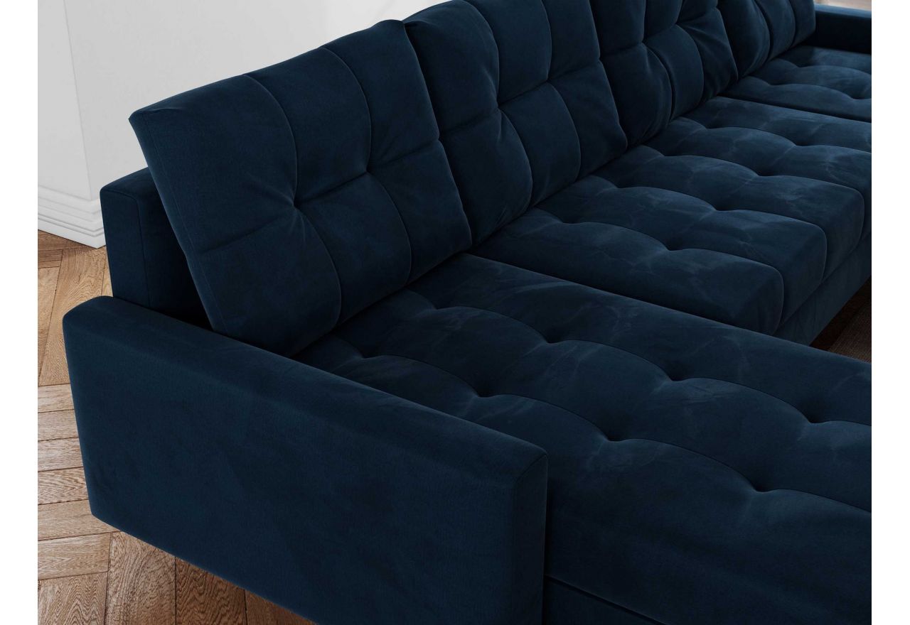 Narożnik ASTRA U - uniwersalny - ciemnoniebieski, welwet