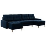 Narożnik ASTRA U - uniwersalny - ciemnoniebieski, welwet