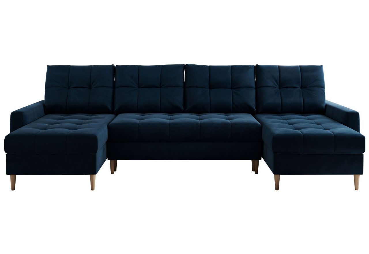 Narożnik ASTRA U - uniwersalny - ciemnoniebieski, welwet