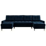 Narożnik ASTRA U - uniwersalny - ciemnoniebieski, welwet