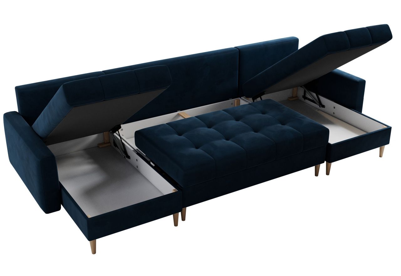 Narożnik ASTRA U - uniwersalny - ciemnoniebieski, welwet