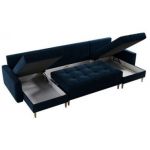 Narożnik ASTRA U - uniwersalny - ciemnoniebieski, welwet