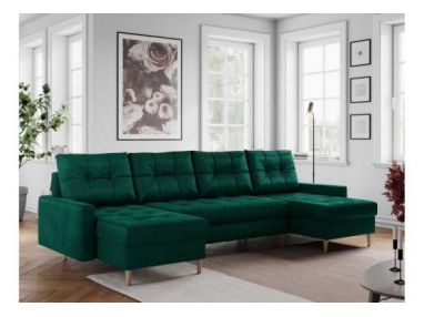 Narożnik ASTRA U - uniwersalny - ciemnozielony, welwet