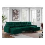 Narożnik ASTRA U - uniwersalny - ciemnozielony, welwet