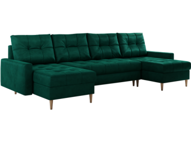 Narożnik ASTRA U - uniwersalny - ciemnozielony, welwet