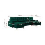 Narożnik ASTRA U - uniwersalny - ciemnozielony, welwet