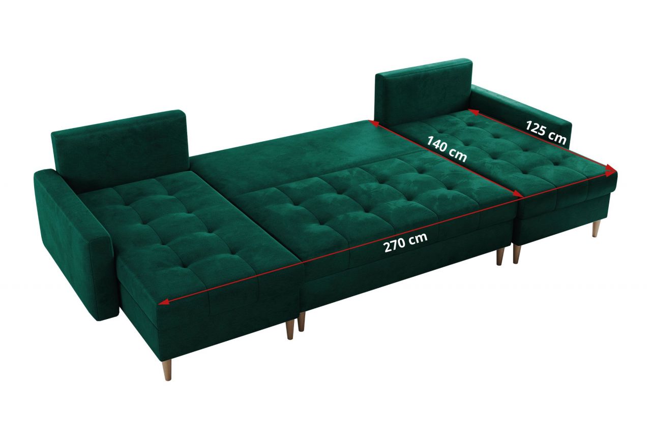 Narożnik ASTRA U - uniwersalny - ciemnozielony, welwet