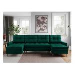 Narożnik ASTRA U - uniwersalny - ciemnozielony, welwet