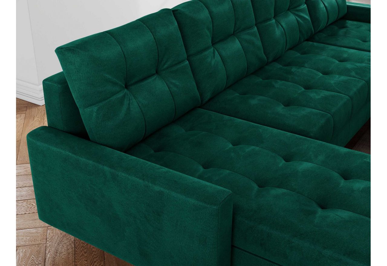 Narożnik ASTRA U - uniwersalny - ciemnozielony, welwet