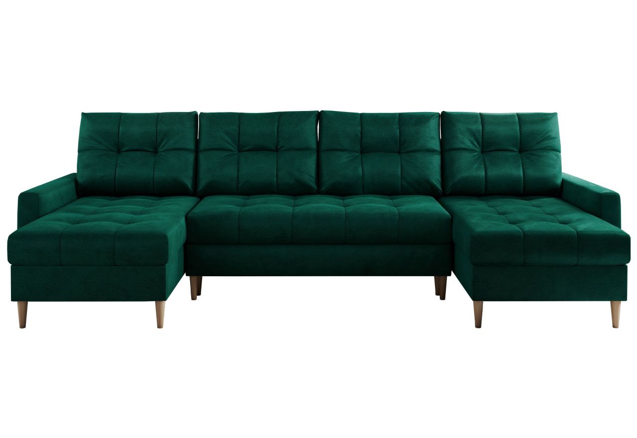 Narożnik ASTRA U - uniwersalny - ciemnozielony, welwet