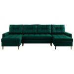 Narożnik ASTRA U - uniwersalny - ciemnozielony, welwet