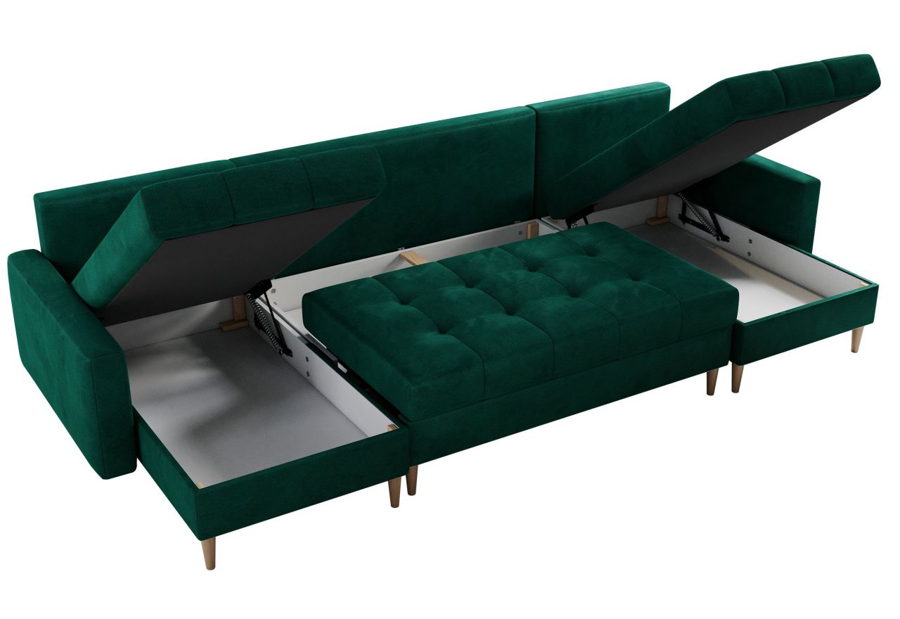 Narożnik ASTRA U - uniwersalny - ciemnozielony, welwet