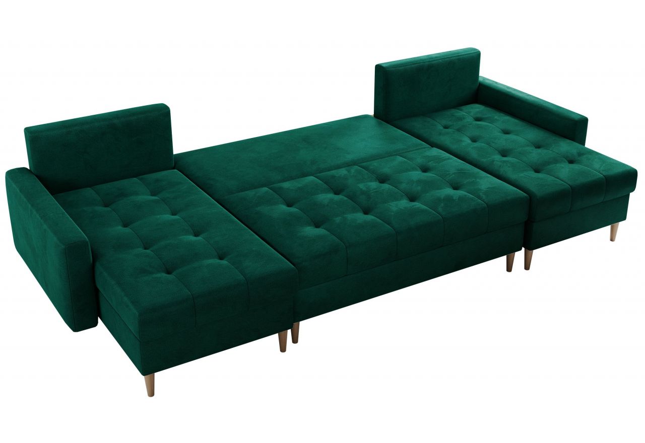 Narożnik ASTRA U - uniwersalny - ciemnozielony, welwet