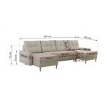 Narożnik ASTRA U - uniwersalny - beżowy, welwet