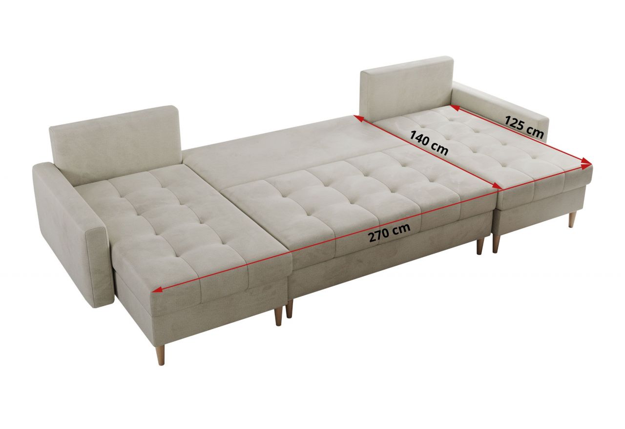 Narożnik ASTRA U - uniwersalny - beżowy, welwet