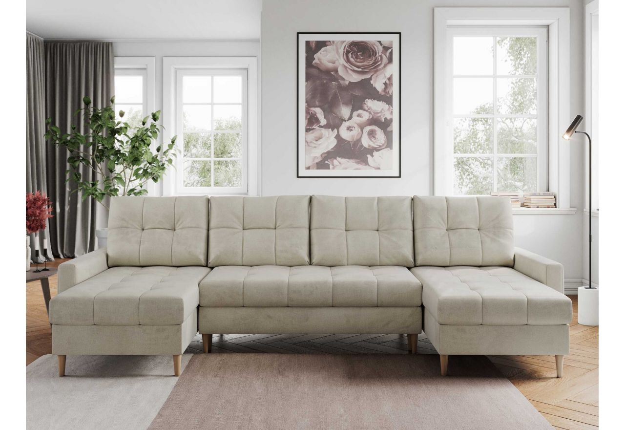 Narożnik ASTRA U - uniwersalny - beżowy, welwet