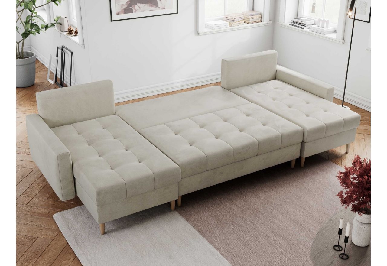 Narożnik ASTRA U - uniwersalny - beżowy, welwet