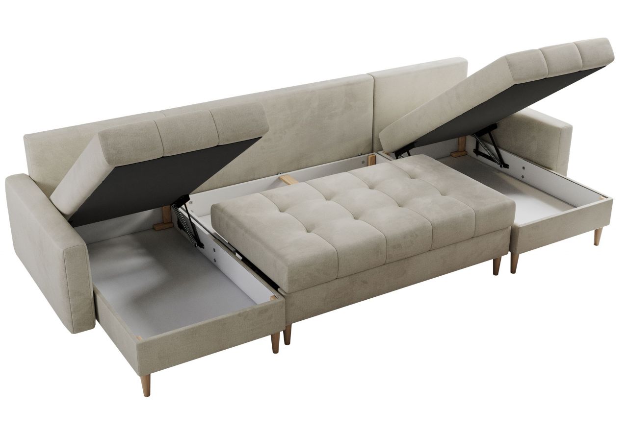 Narożnik ASTRA U - uniwersalny - beżowy, welwet