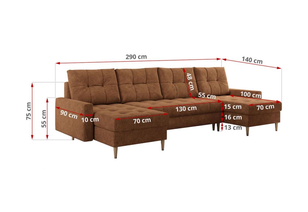 Narożnik ASTRA U - uniwersalny - pomarańczowy, struktura