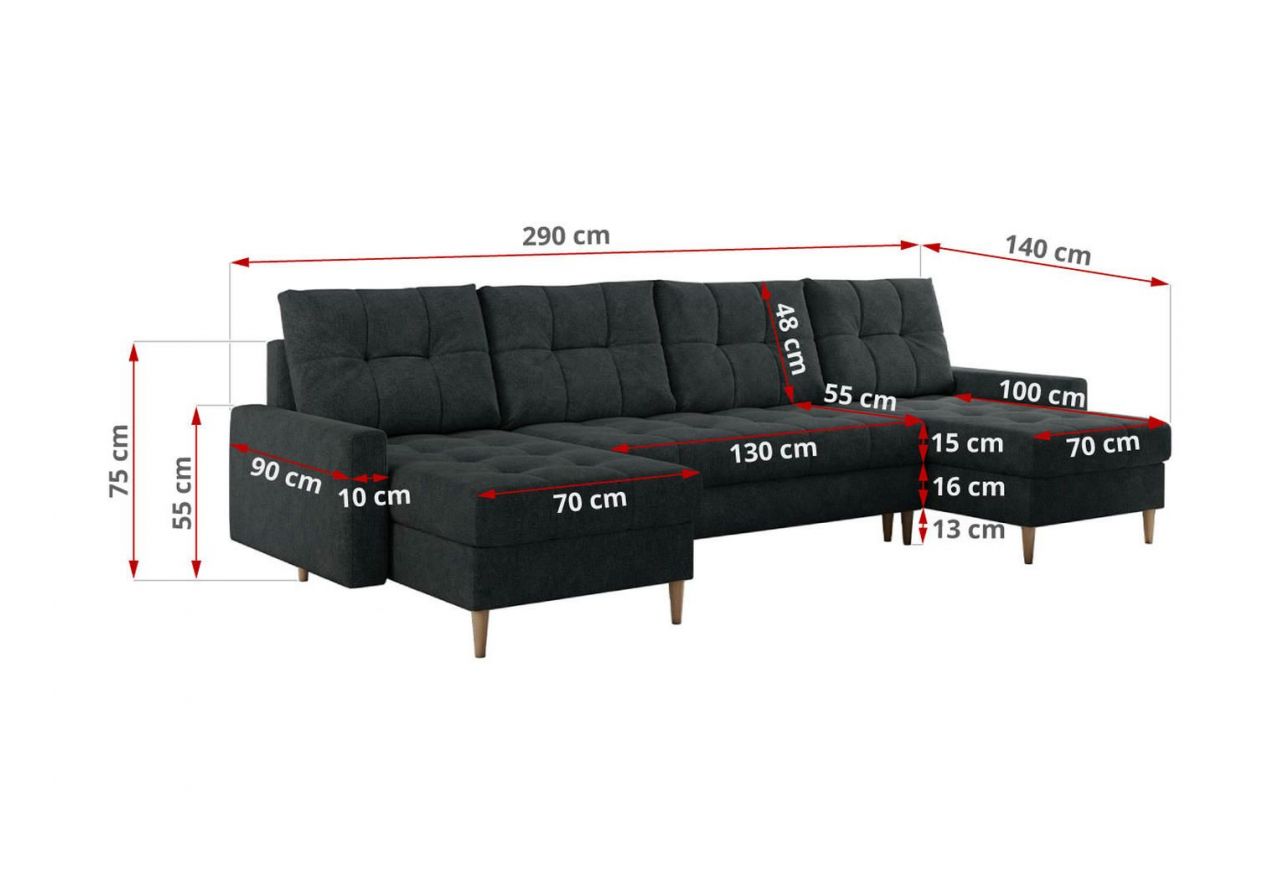 Narożnik ASTRA U - uniwersalny - ciemnoszary, struktura