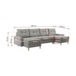 Narożnik ASTRA U - uniwersalny - jasnoszary, struktura