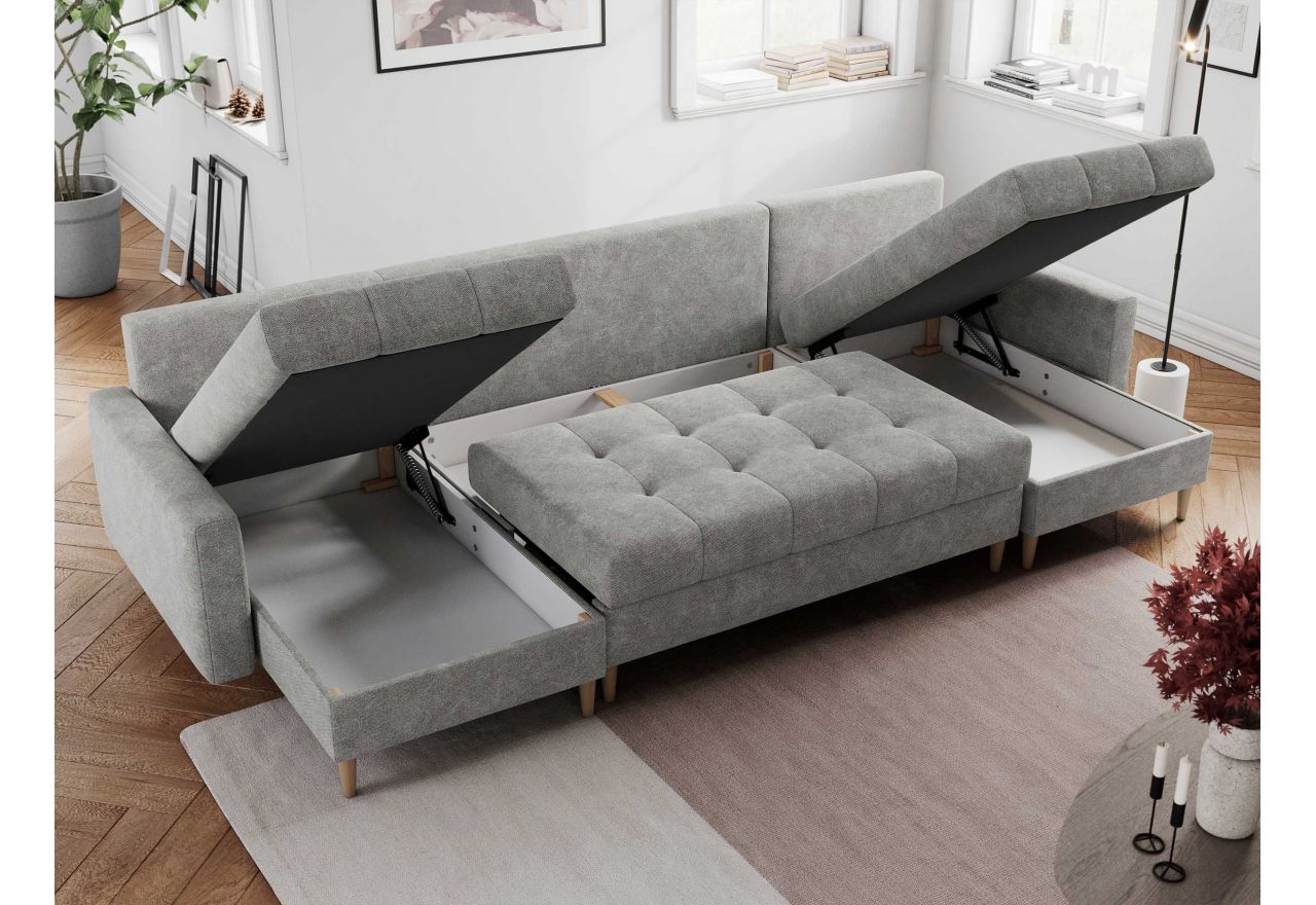 Narożnik ASTRA U - uniwersalny - jasnoszary, struktura