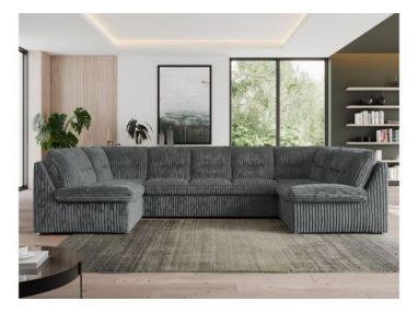 Narożnik MORBIDO U - uniwersalny - szary, sztruks