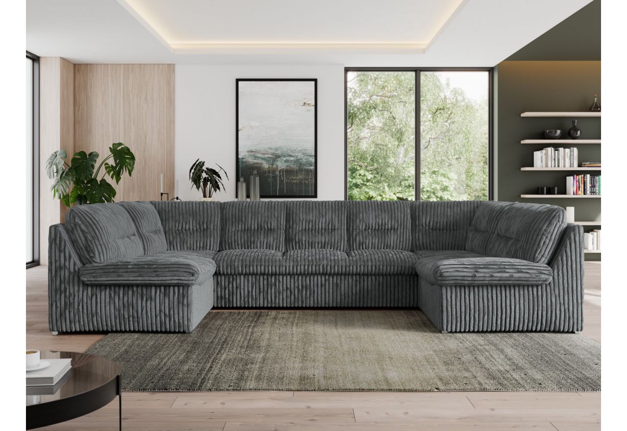 Narożnik MORBIDO U - uniwersalny - szary, sztruks