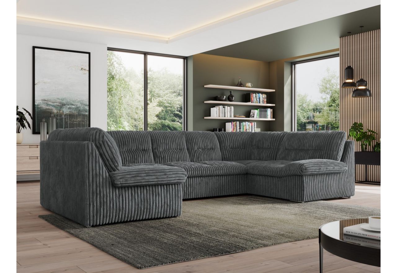 Narożnik MORBIDO U - uniwersalny - szary, sztruks