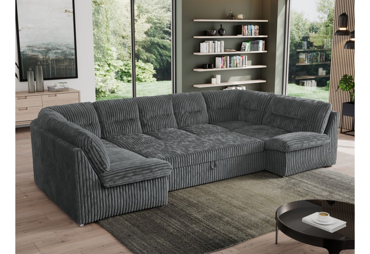 Narożnik MORBIDO U - uniwersalny - szary, sztruks