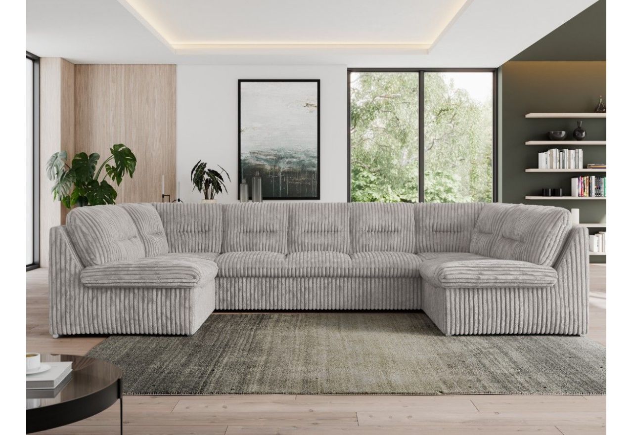 Narożnik MORBIDO U - uniwersalny - jasnoszary, sztruks