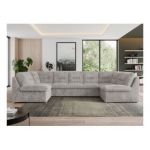 Narożnik MORBIDO U - uniwersalny - jasnoszary, sztruks