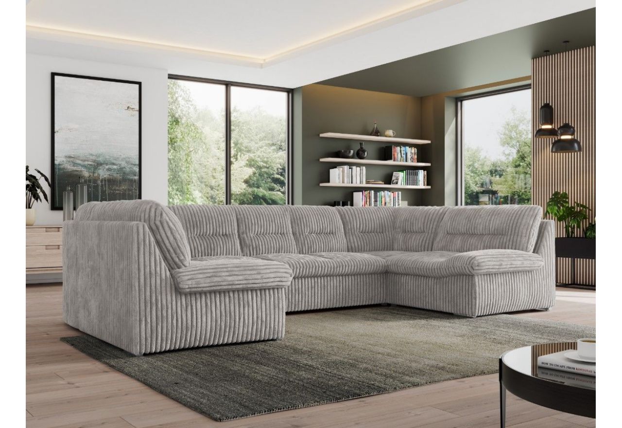 Narożnik MORBIDO U - uniwersalny - jasnoszary, sztruks