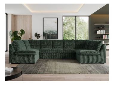 Narożnik MORBIDO U - uniwersalny - ciemnozielony, sztruks