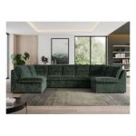 Narożnik MORBIDO U - uniwersalny - ciemnozielony, sztruks