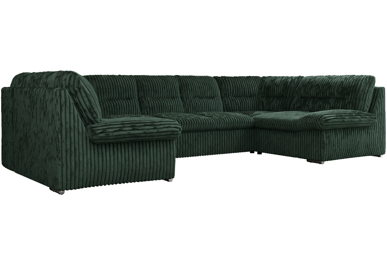 Narożnik MORBIDO U - uniwersalny - ciemnozielony, sztruks