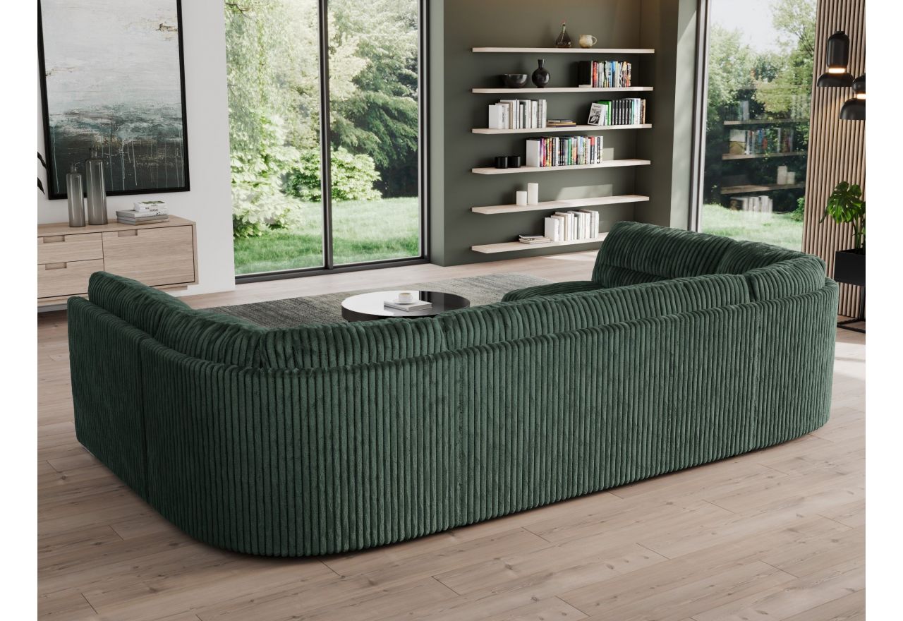 Narożnik MORBIDO U - uniwersalny - ciemnozielony, sztruks