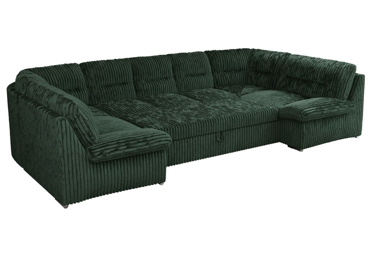 Narożnik MORBIDO U - uniwersalny - ciemnozielony, sztruks