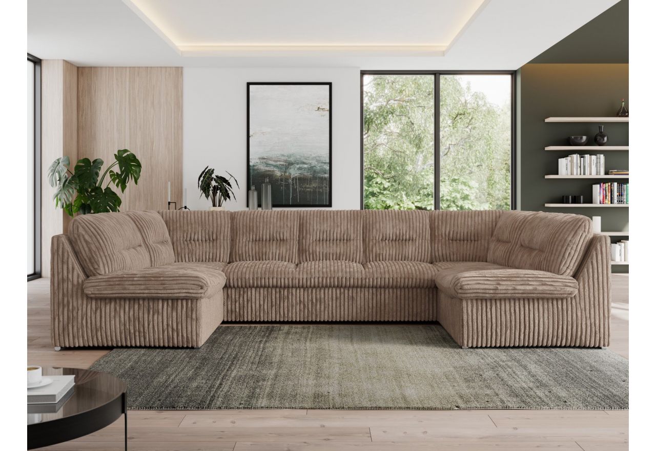 Narożnik MORBIDO U - uniwersalny - brązowy, sztruks