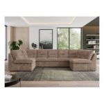 Narożnik MORBIDO U - uniwersalny - brązowy, sztruks